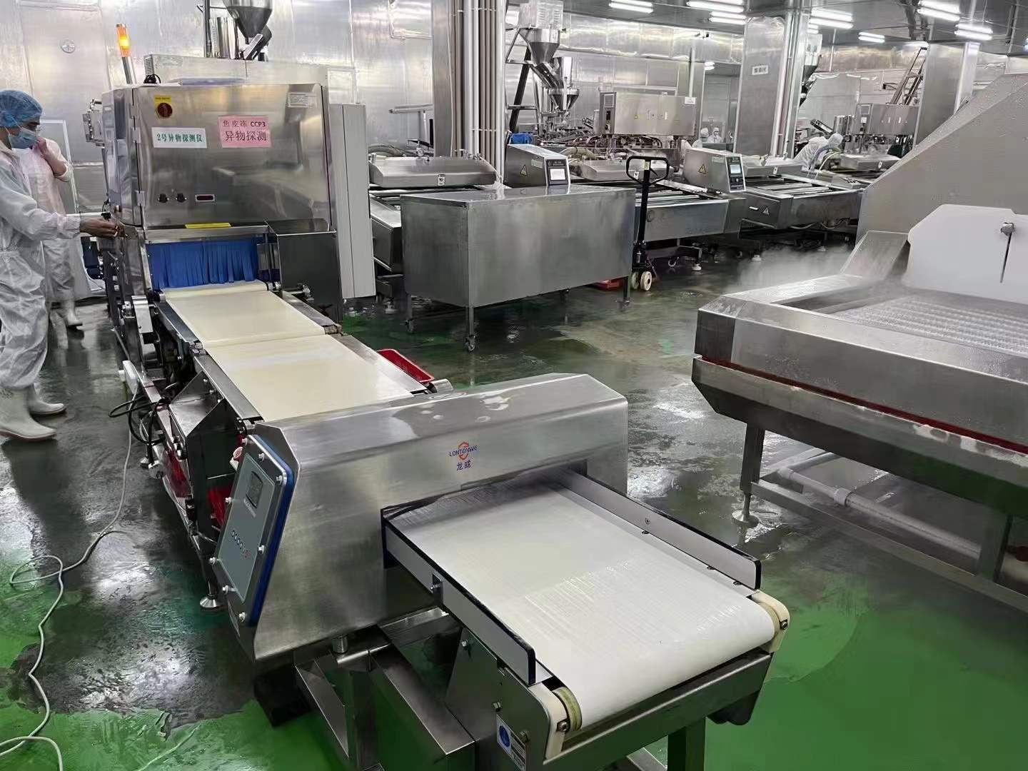 2024年6月   水产食品生产客户，“龙威”金检机安装调试使用中。